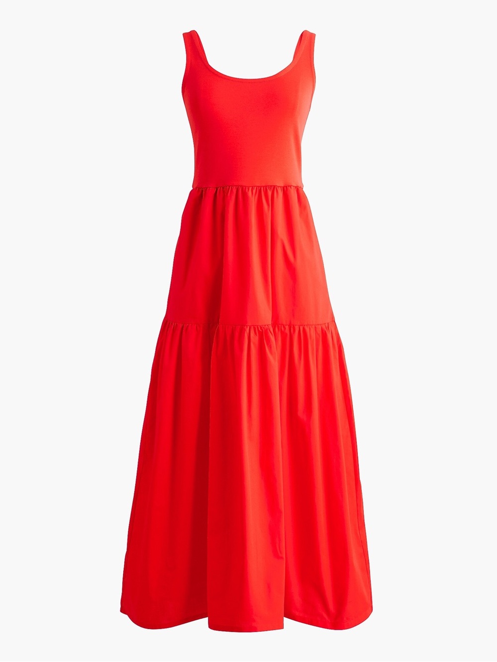 J. Crew Factory Bright Red Tiered Maxi Dress